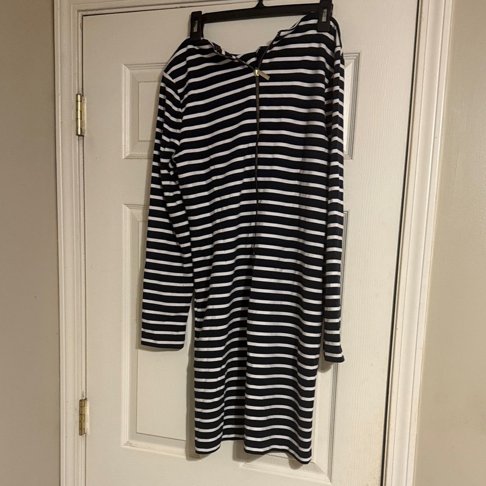 Michael Kors Black and White Striped Dress